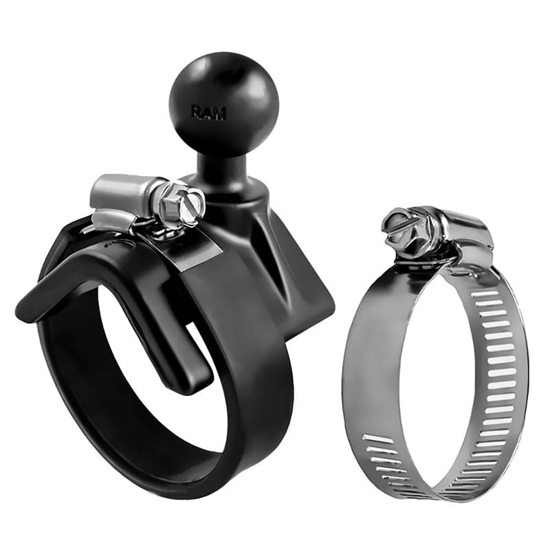 RAM Mounts RAM-B-108BU Strap Hose Clamp Ball Base with B Size 1" Ball for Rails 1" to 2.1" in Diameter - Image 1